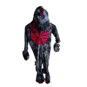 Ministry of Rascals Dinosaur Costume 3T Gray Red Plush Hooded Jumpsuit Kids